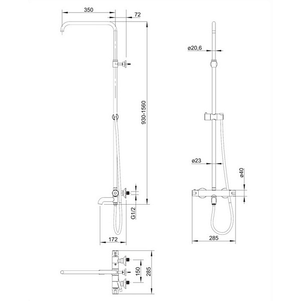 Душевая система со смесителем термостатический Omnires Y Y1234ALGL золото