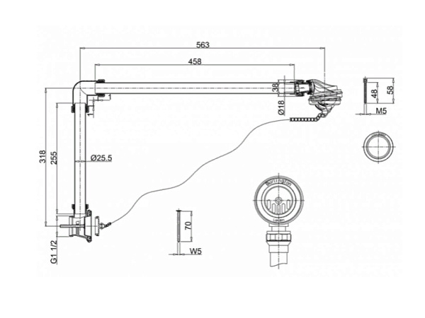 Слив-перелив для ванны Burlington с пробкой и цепочкой
