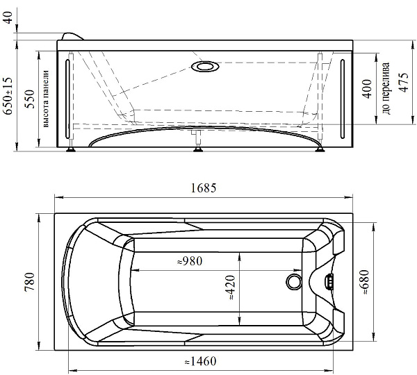 Акриловая ванна Radomir Ларедо 168x78
