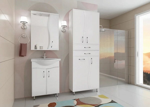 Пенал Style Line Волна 70 2 ящ/корзина белый 