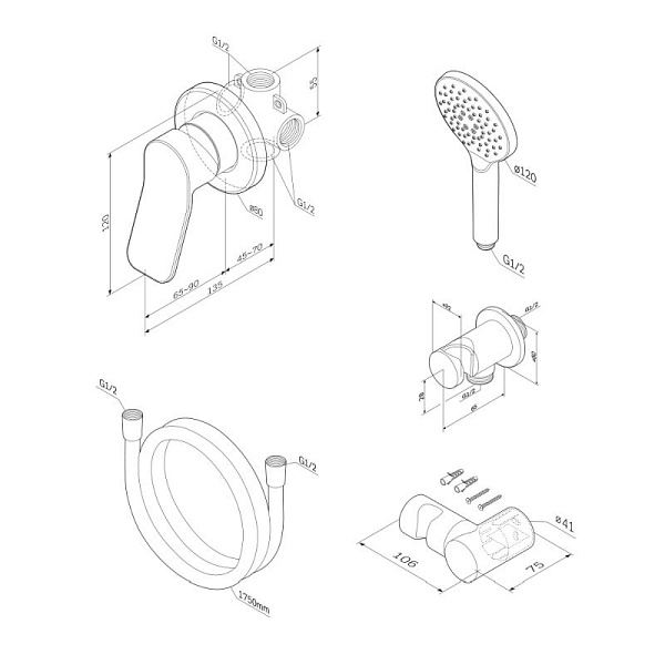 Комплект смесителей для ванны 3в1 AM.PM X-Joy FB85A2H022