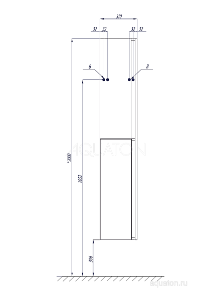 Шкаф-пенал подвесной Aquaton "Рене" белый/грецкий орех
