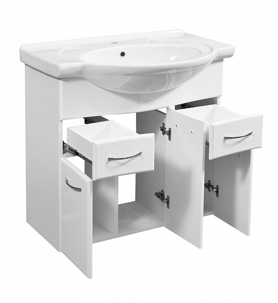 Тумба с раковиной напольная Stella "Концепт 80" белая