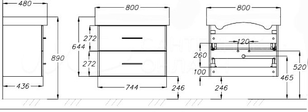 Тумба с раковиной Opadiris "Арабеско 80" белый