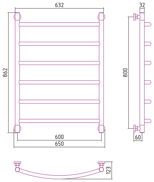 Полотенцесушитель СУНЕРЖА Галант+ 800х600