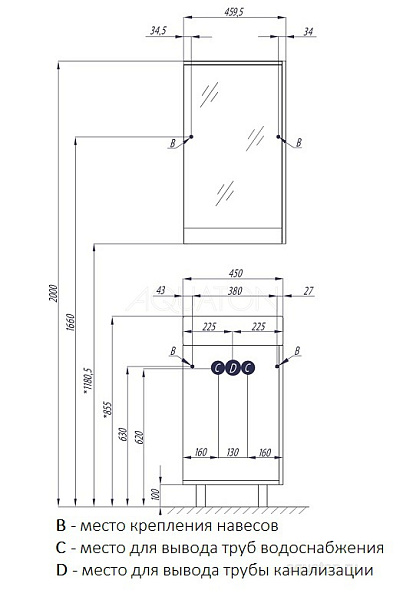 Зеркало-шкаф Aquaton "Эмма" белый/дуб наварра