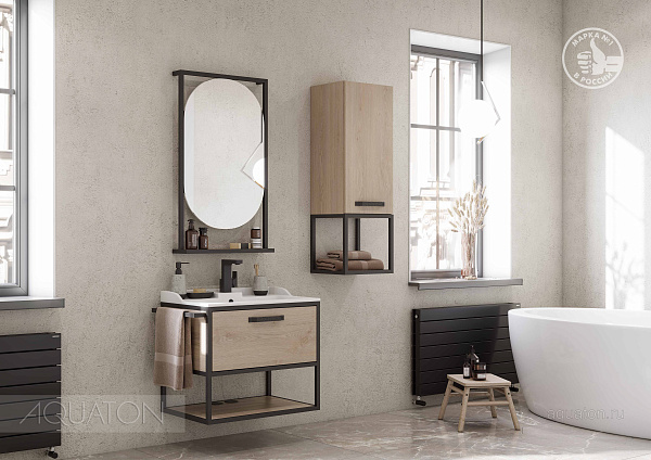 Настенный шкаф Aquaton "Лофт Фабрик" дуб эндгрейн