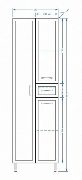Шкаф-пенал напольный Stella "Концепт 54" белый 1 ящик