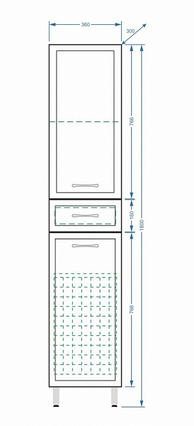 Шкаф-пенал напольный Stella "Концепт 36" белый с б\к
