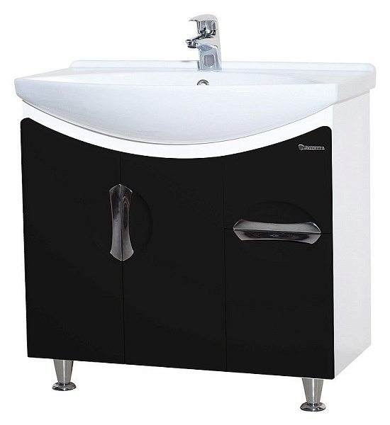 Тумба с раковиной Bellezza "Лагуна 75" черная (1 ящик)