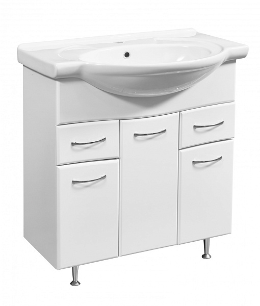 Тумба с раковиной напольная Stella "Концепт 80" белая