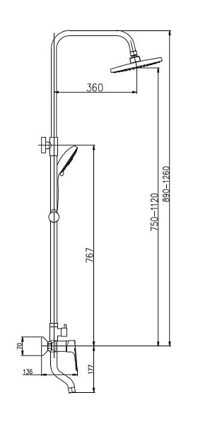 Душевая система со смесителем Haiba HB2414